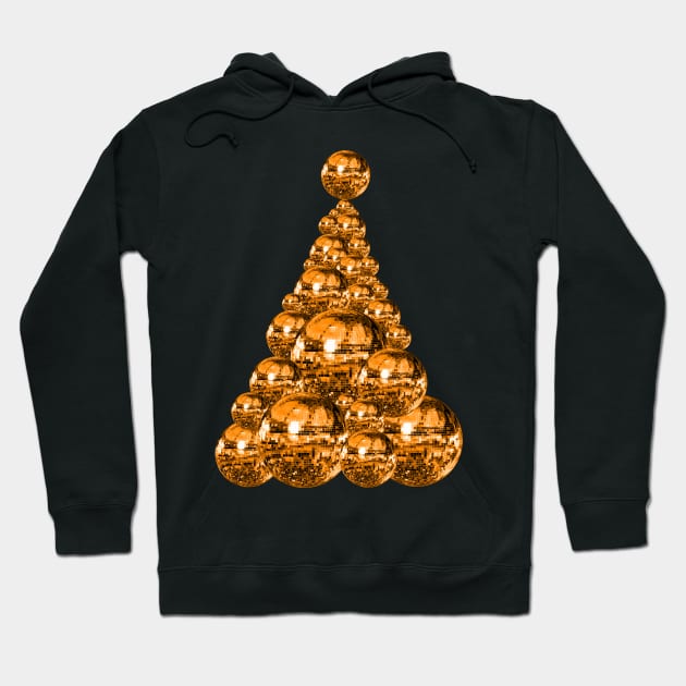 70's Orange Disco Ball Christmas Tree Hoodie by Art by Deborah Camp